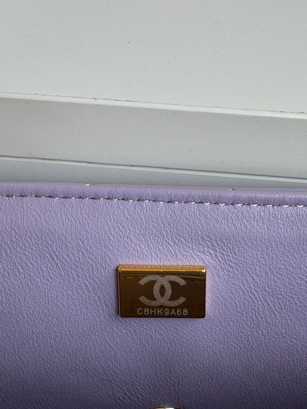 24c mini flap bag 20cm with top handle violet lambskin