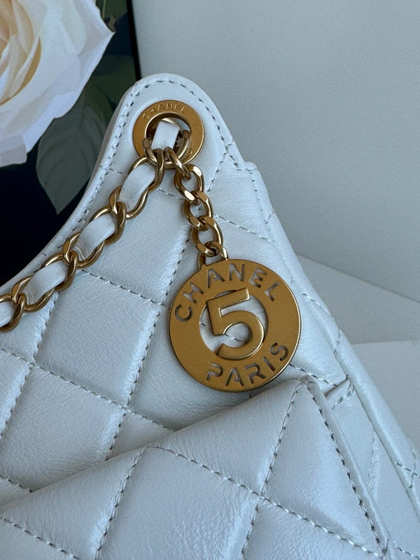 CC 23C Small Hobo Bag 21.5 Light Cloud Blue Lambskin Gold Hardware