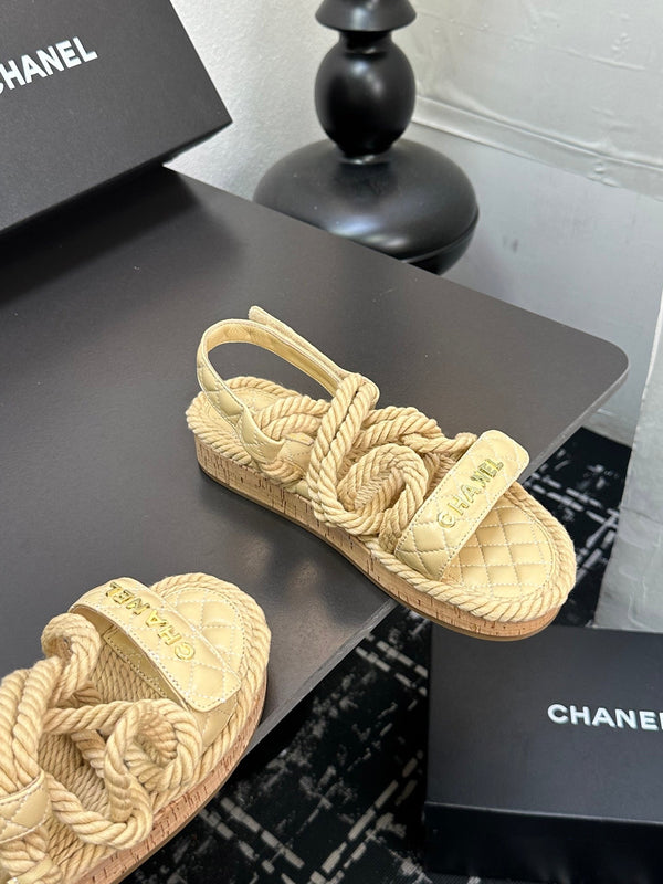 CC Sandals Beige Rope Lambskin 331282