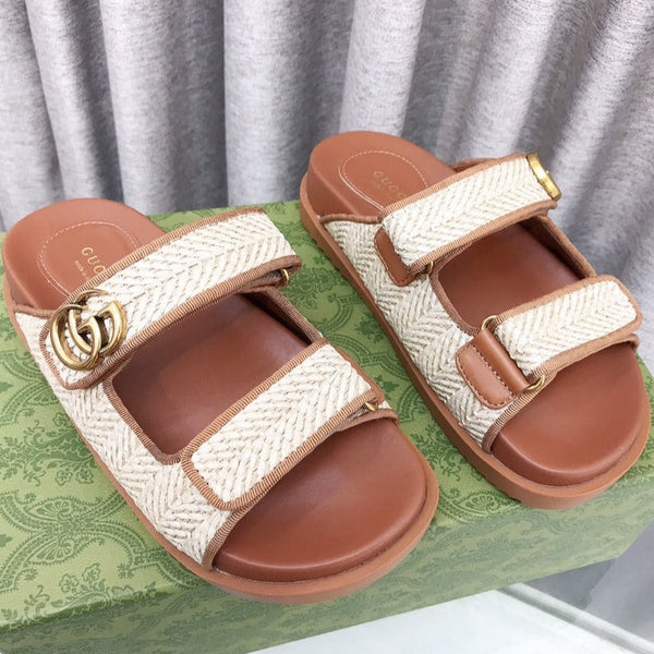 GG Rubber Sole Logo Sandals Brown
