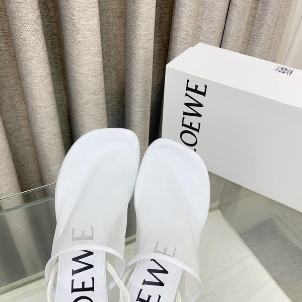 Loewe 25 Petal Slingback White Mesh Sheepskin