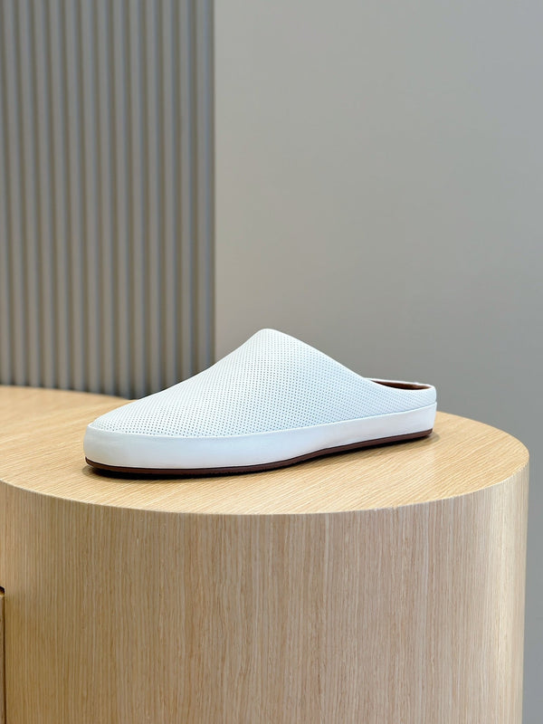 LP TOMORI SABOT MULES WHITE MESH CALFSKIN