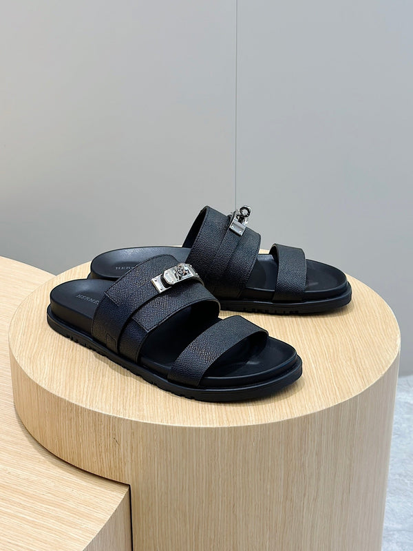 HM Men's Jackson Slide Black Epsom Calfskin 547711