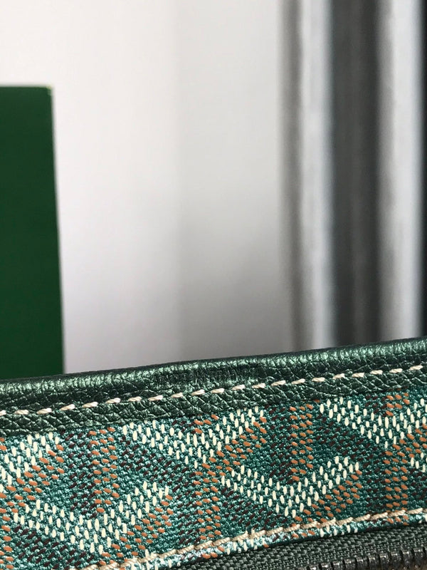 Bohème Hobo Bag 42cm Green Canvas Chevroches Calfskin