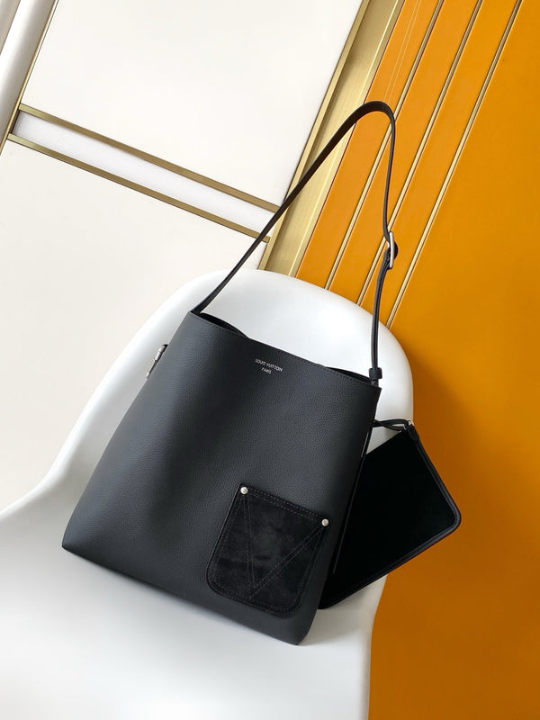 LV Verso Hobo Black Calfskin Suede