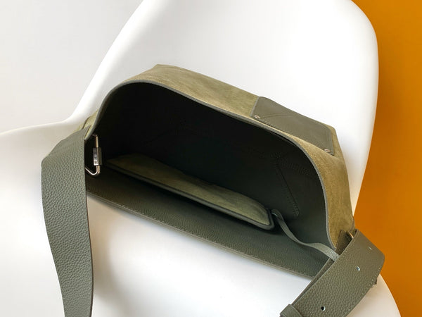 LV Verso Hobo Khaki Green Calfskin Suede