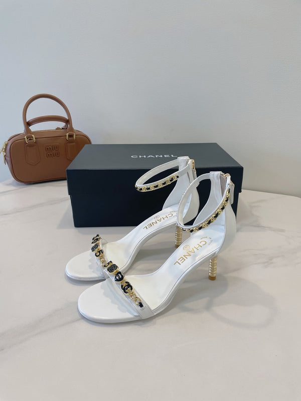 CC 26s High-Heeled Sandals 6.5cm White Lambskin 941627