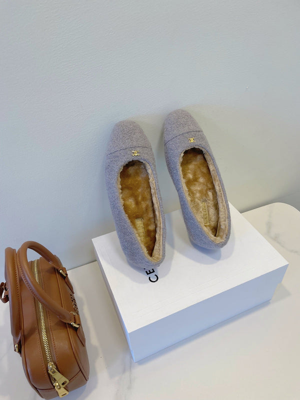 CL 26s Flat Shoes In Lavender Grey Wool