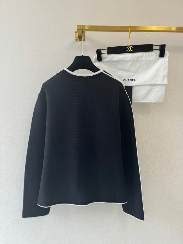 CC 26s Neck Cardigan Black Cotton