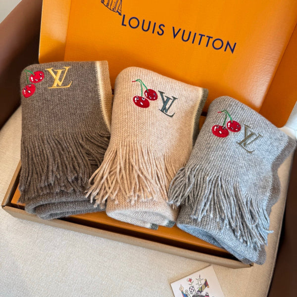 LV 25ss Scarf 180CM Brown Knitted Cashmere 292791