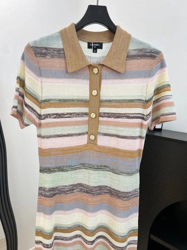 CC 2026 Rainbow Striped Knit Dress Cotton 626203