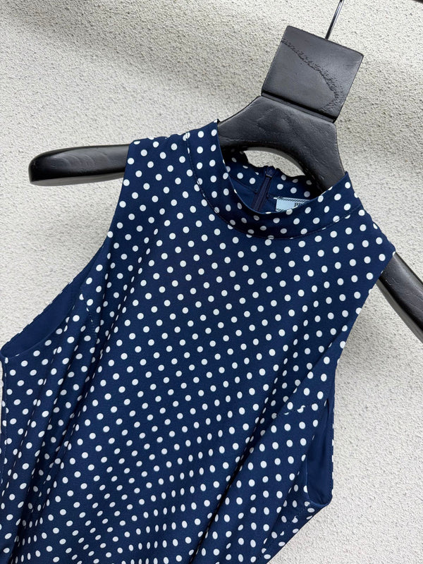 Pra 26s Polka Dot Dress Blue White Polyester 398332