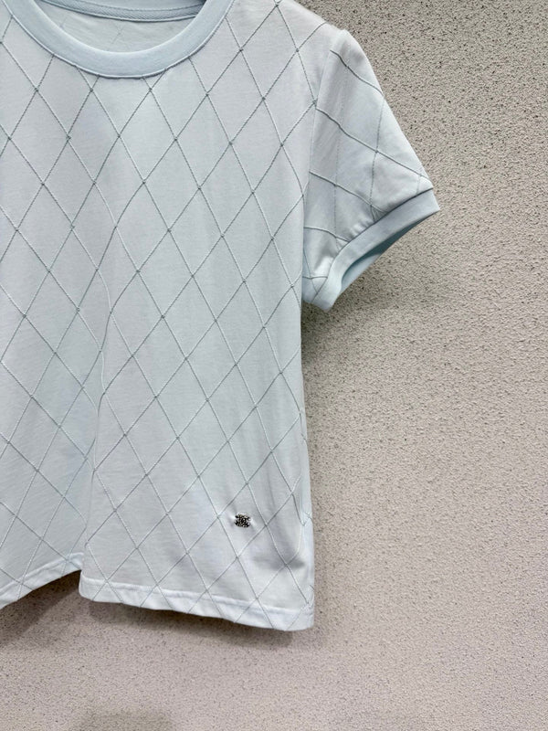CC 26s Diamond-Patterned Short-Sleeved T-shirt Cotton 398349