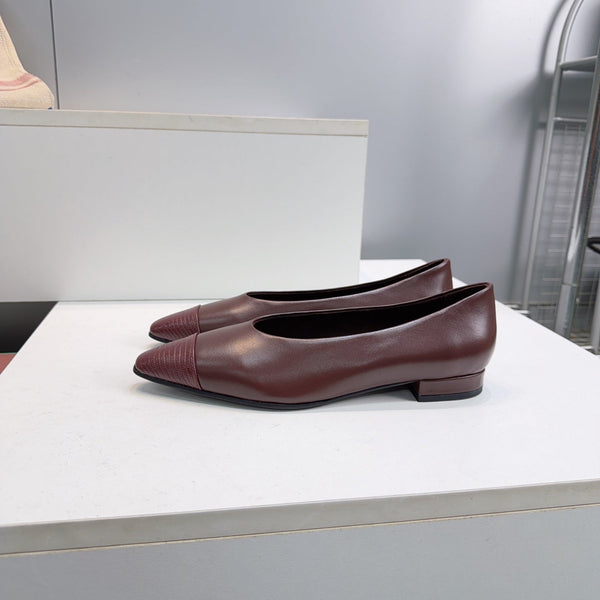 LP Rebecca Cap-Toe Ballet Flats 26s Burgundy Calfskin Leather 107410
