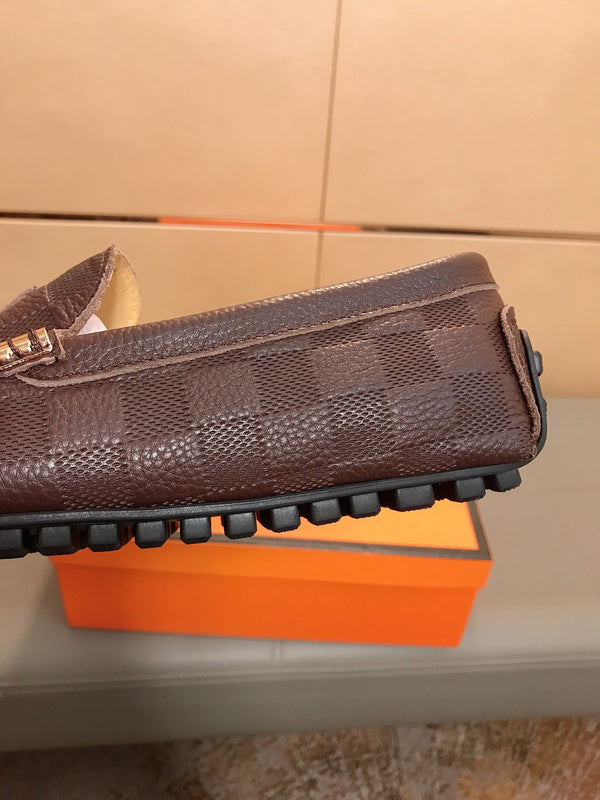 LV LOAFERS RUSSET BROWN DAMIER CALFSKIN WITH TASSEL