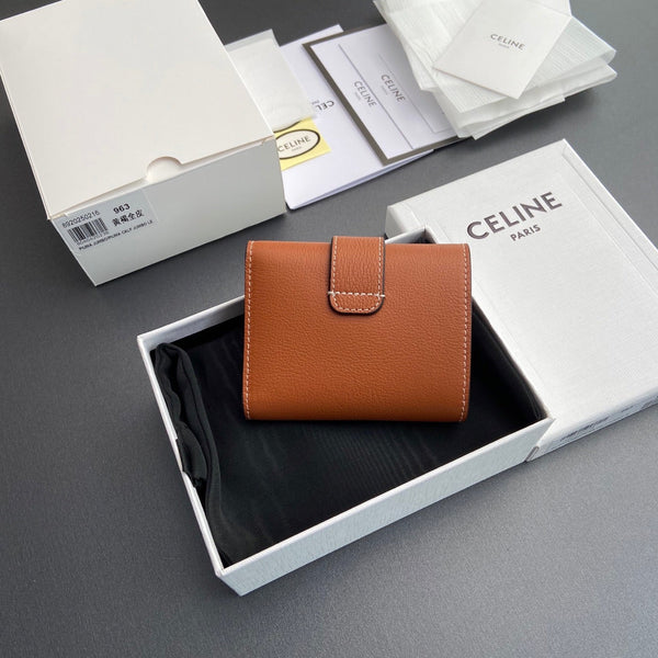 TRIOMPHE Fine Strap Wallet Nino Brown Grain Cowhide GHW