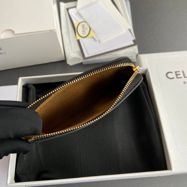TRIOMPHE Coin Purse Cuir Black Calfskin