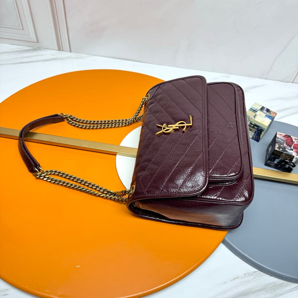 Niki Baby Shoulder Bag 28cm Burgundy Glossy Leather 285484