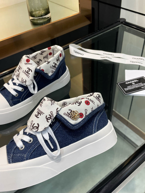 CC 25SS Biscuit Shoes 50mm Dark Blue Canvas 413827