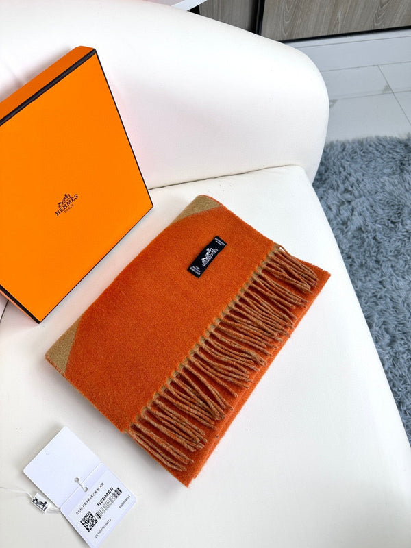SCARF 190 CM IN RUST ORANGE MIX LIGHT YELLOW CASHMERE 370396