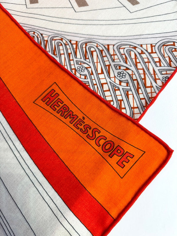 Mystere Au 24 Scarf 135 CM Yellow Orange Colorful Cashmere And Silk