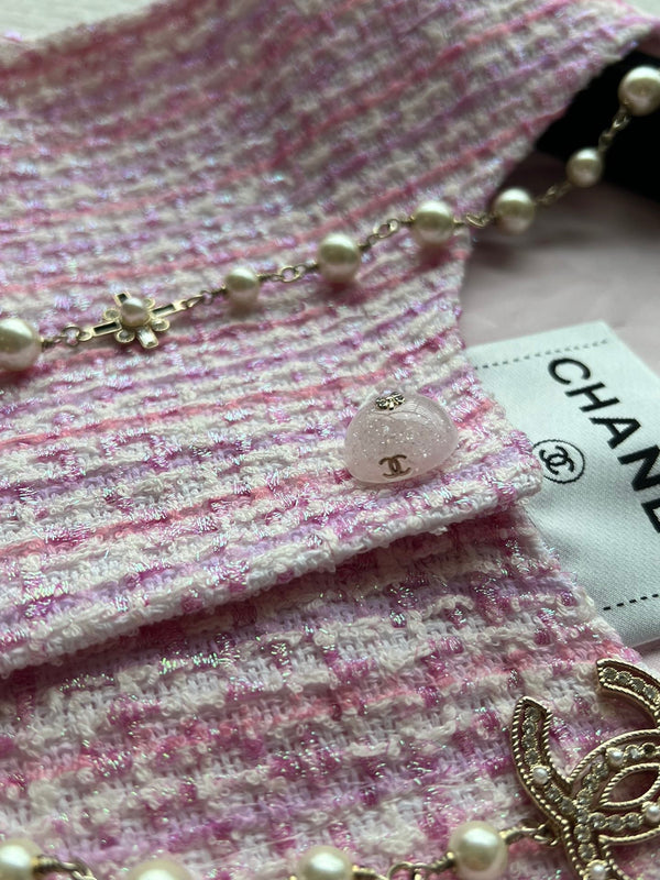 Chanel 25P Gilet Pink Cotton and Wool Tweed 235902