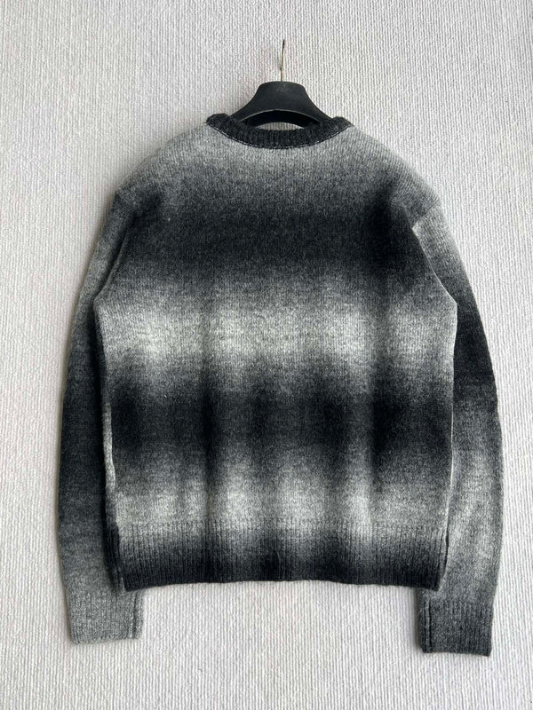 Chanel 25 Bow Round Neck Sweater Black Gray Cashmere 316413