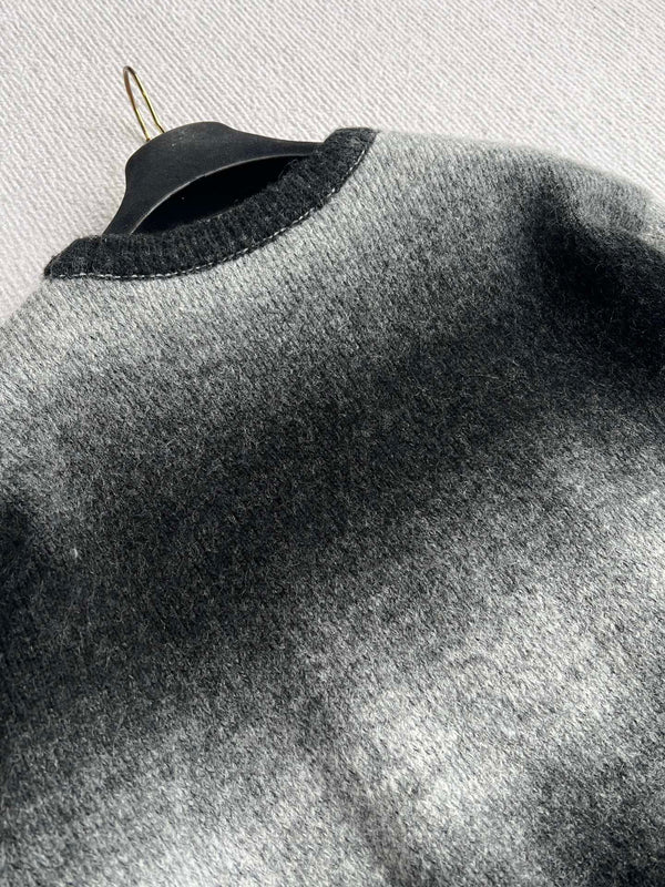 Chanel 25 Bow Round Neck Sweater Black Gray Cashmere 316413