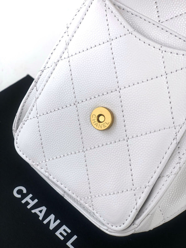 CC 25C Hobo Bags 20cm White Grained Calfskin