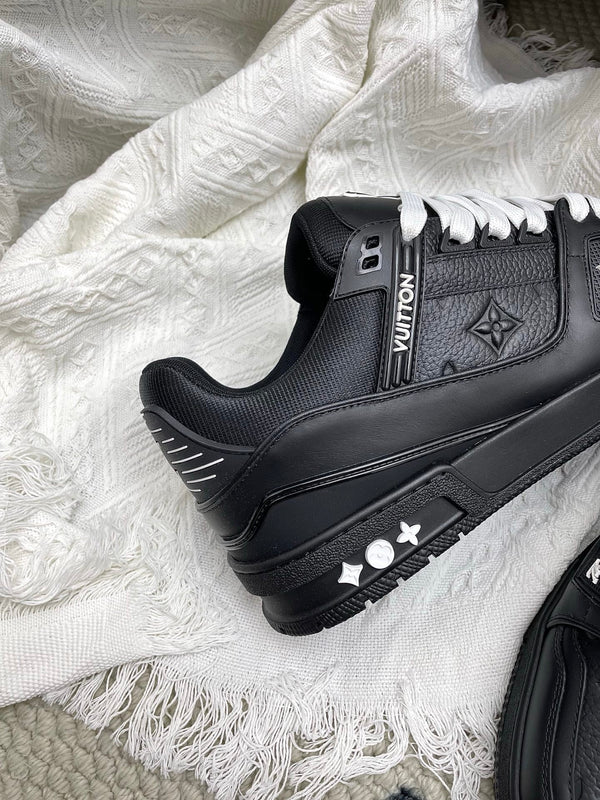 LV Trainer Sneaker Full Black Denim Cowhide 611154