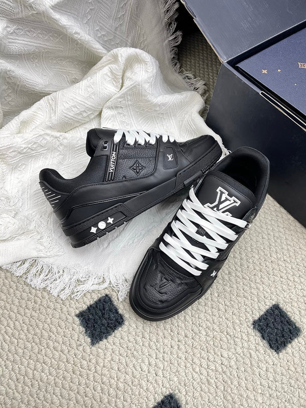 LV Trainer Sneaker Full Black Denim Cowhide 611154