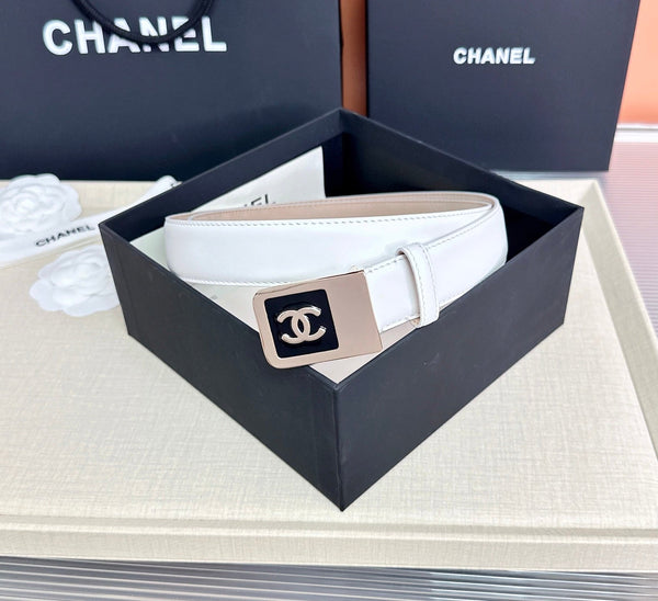CC 3.0cm Belt White Lambskin 209360