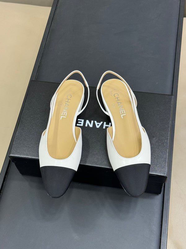 CC Classic Slingback White Goatskin Black Grosgrain 282282
