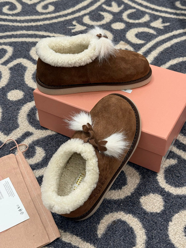 MiuMiu snow boots dark brown suede wool 521937