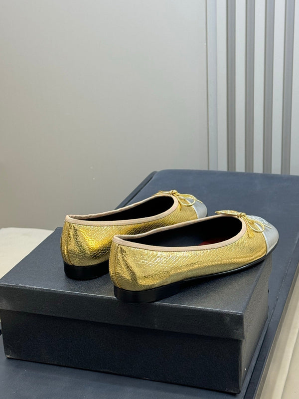 CC 26ss Ballet Flats Gold Sliver Leather 623155