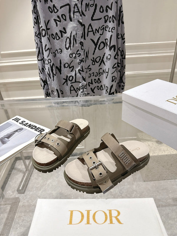CD 26s Double-Strap Slide Sandals Olive Fabric 919012
