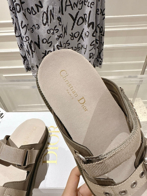 CD 26s Double-Strap Slide Sandals Olive Fabric 919012