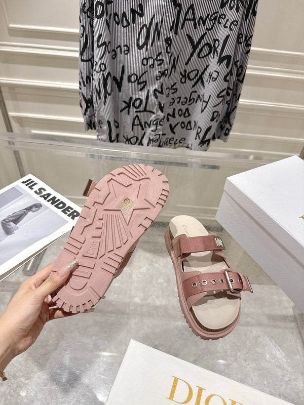 CD 26s Double-Strap Slide Sandals Pink Fabric 919014