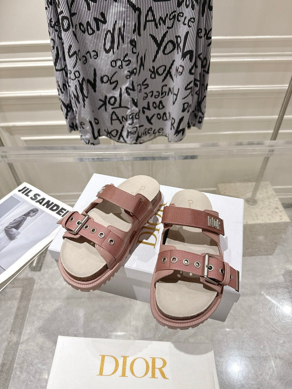 CD 26s Double-Strap Slide Sandals Pink Fabric 919014