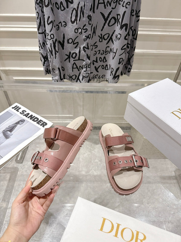 CD 26s Double-Strap Slide Sandals Pink Fabric 919014