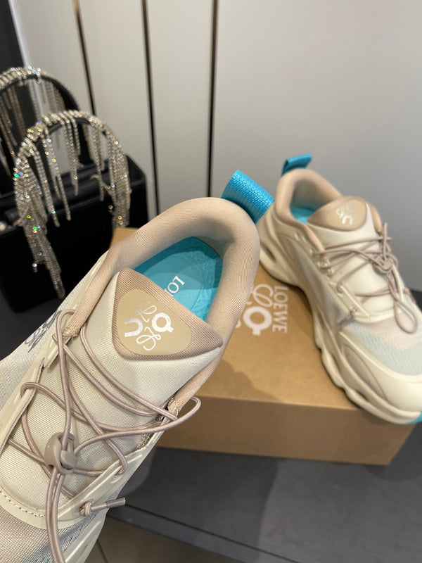 Loewe x On Cloudsolo Sneakers Cream and Light Blue Polyester and Mesh 533481