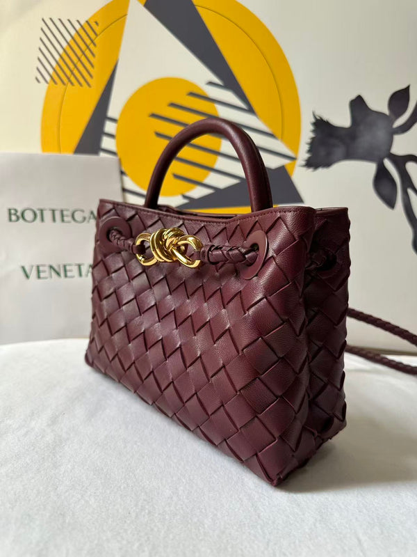 BV Small Andiamo Bag 20cm Burugundy Intrecciato Leather 291445