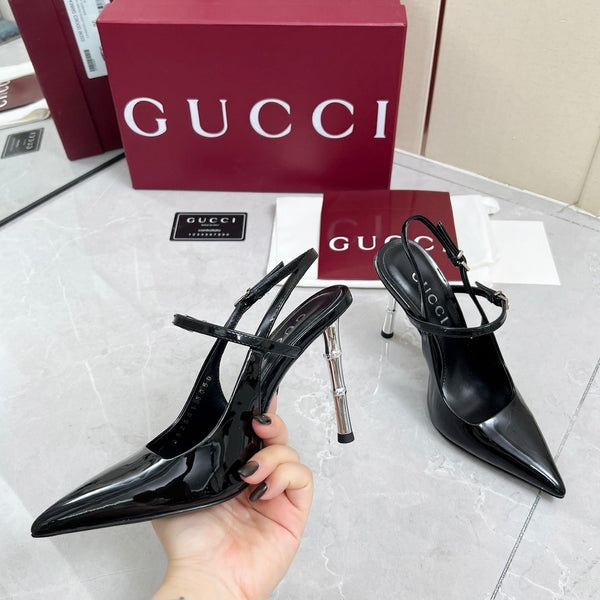 GC 25 Heeled 95mm Slingback Pump Black Patent Leather 293865