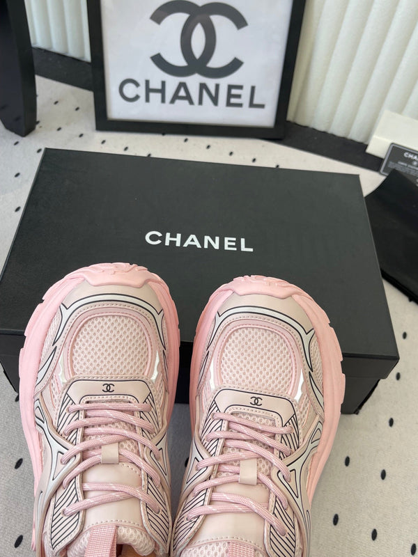 CC Platform Sneakers Pink Mesh Rubber 611800