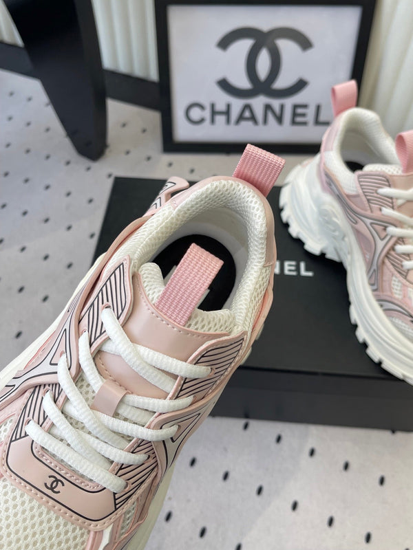 CC Platform Sneakers Pink White Mesh Rubber 611802