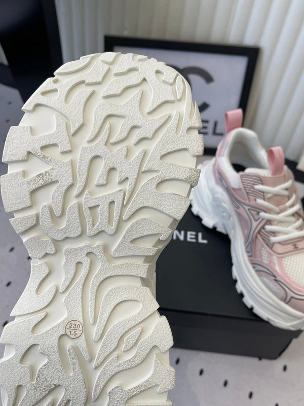 CC Platform Sneakers Pink White Mesh Rubber 611802