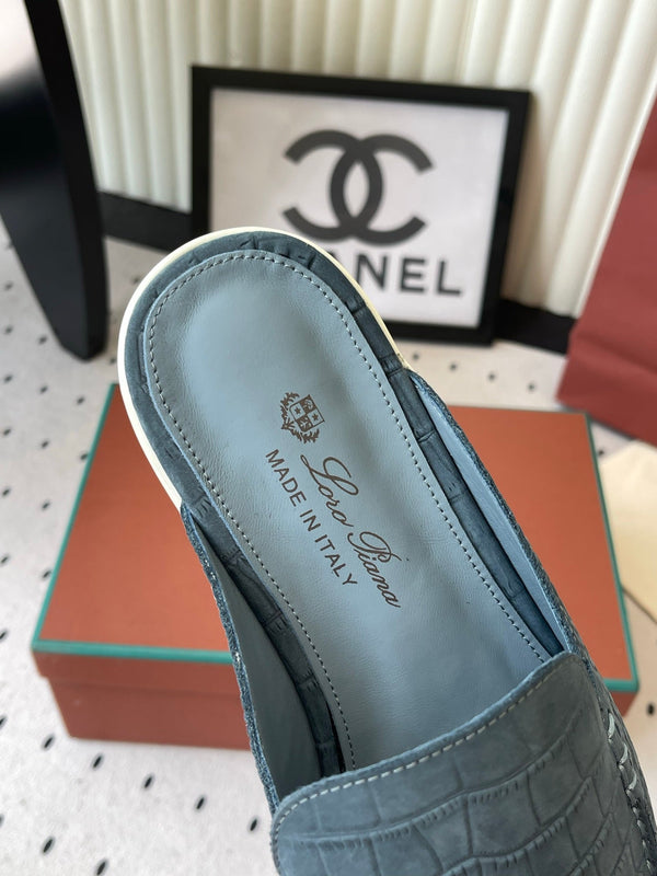 LP 26s Mule Loafers Stale Blue Crocodile-Embossed Leather 892429