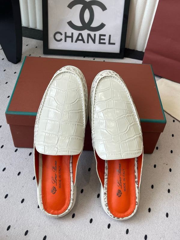 LP 26s Mule Loafers White Crocodile-Embossed Leather 892433