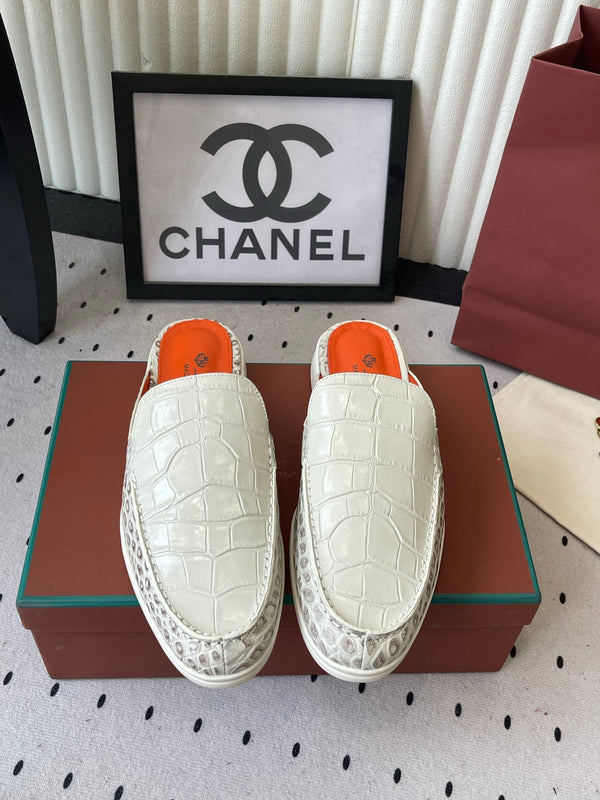 LP 26s Mule Loafers White Crocodile-Embossed Leather 892433