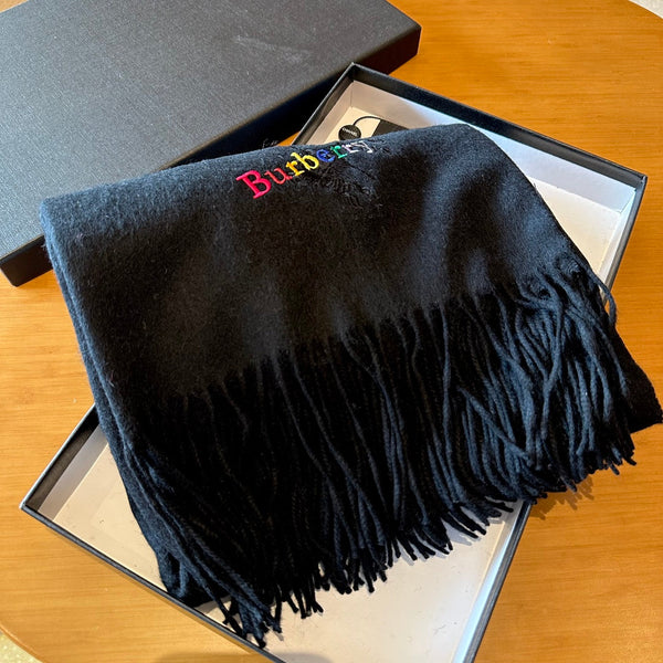 CLASSIC SCARF 200 CM IN BLACK CASHMERE 402267